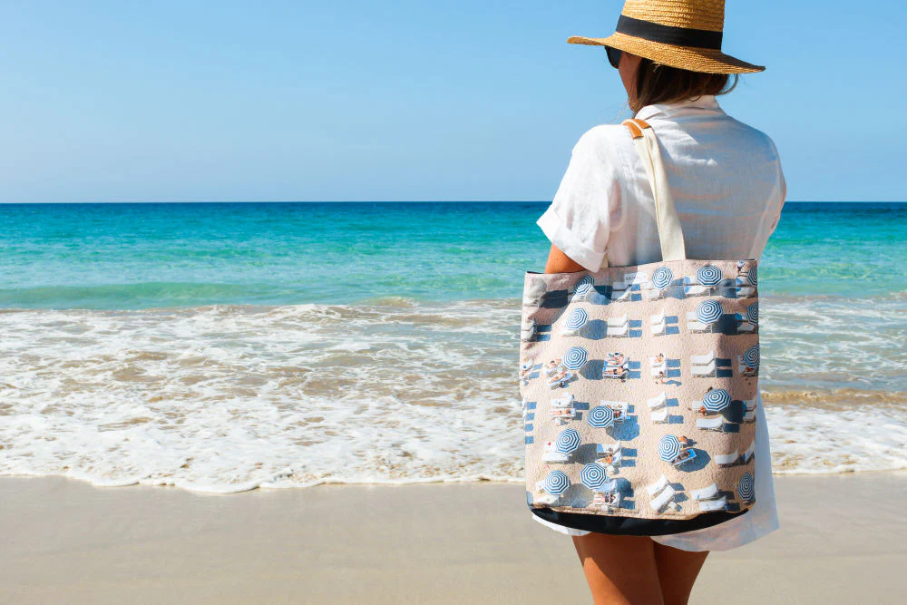 The Navy Striped Umbrellas Tote Bag - Image 5